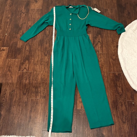 St. John Green Jumpsuit with Gold Accents NWT - Picture 2 of 6